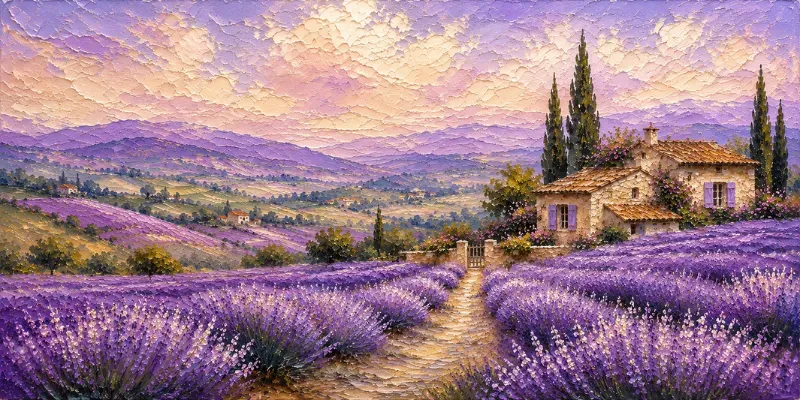 Dreamy Cottage Painting Tv Wall Art generated by undefined