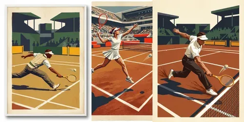 Grand Slam Tennis Pochoir Art Prints generated by gemini-image