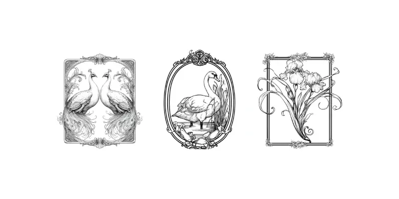 Elegant Art Nouveau Line Illustrations generated by undefined