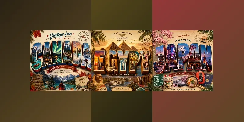 3D Travel Postcards generated by undefined