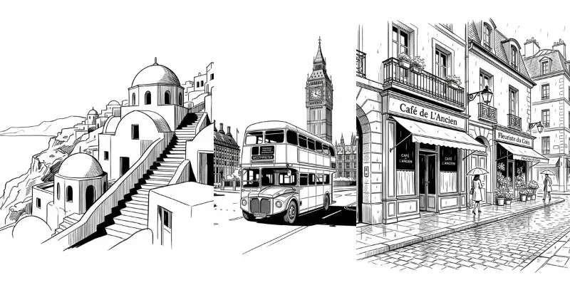 Minimalist Editorial City Ink Sketches generated by undefined