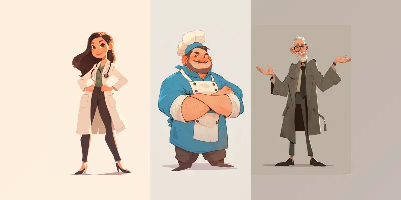 Stylized 2D Cartoon Character Designs generated by undefined