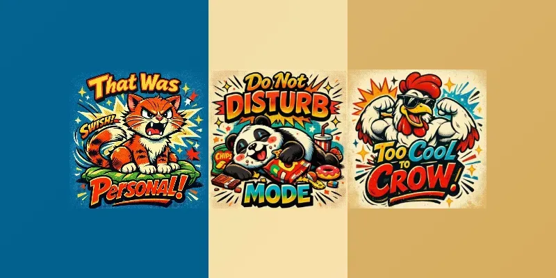 Retro Funny Animal Tshirt Designs Packs generated by undefined