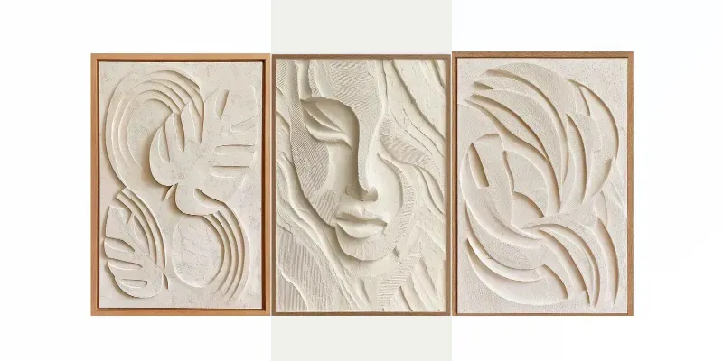 Japandi 3D Plaster Canvas Art generated by undefined