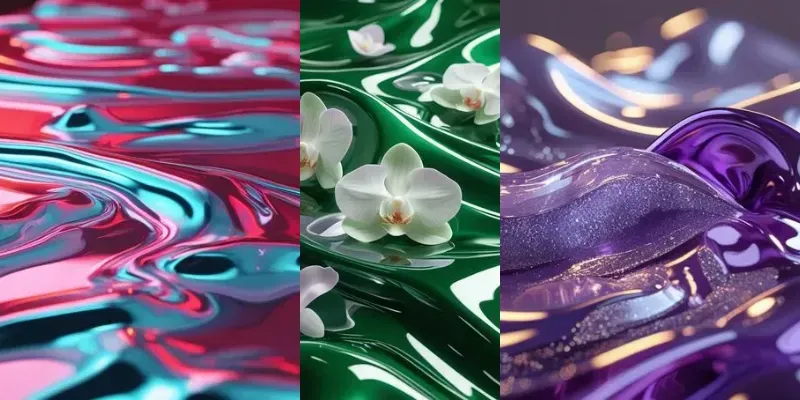 3D Abstract Glossy Liquid Backgrounds generated by undefined