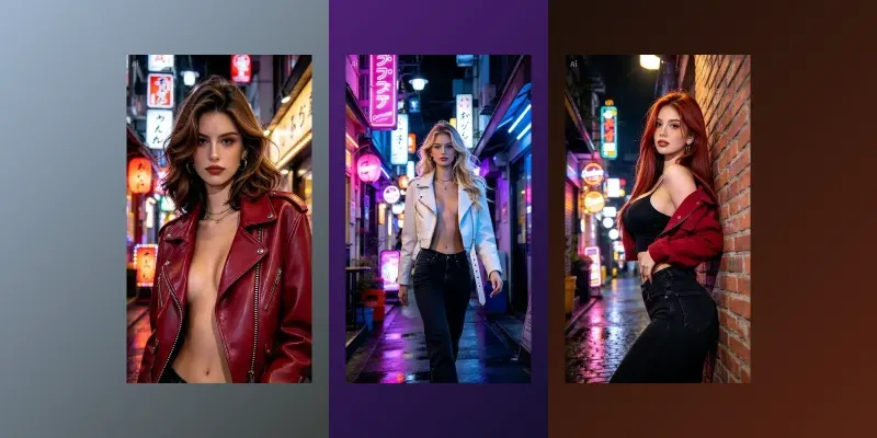 Neon Alley Night Girls Portraits
