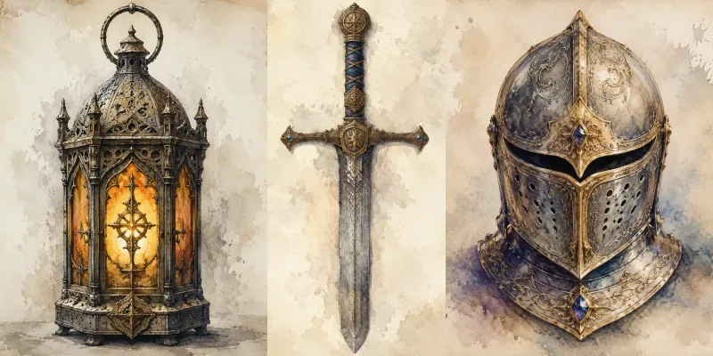 Medieval Watercolor Relics generated by undefined