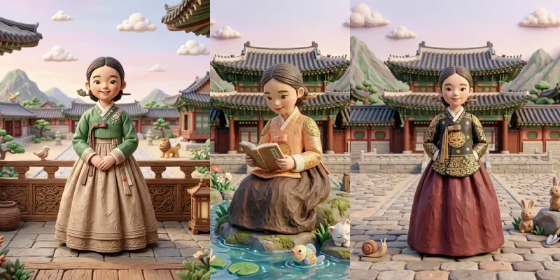 Claymation Korean Girl In Hanbok generated by undefined