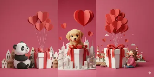 3D Romantic Papercut Characters generated by gemini-image