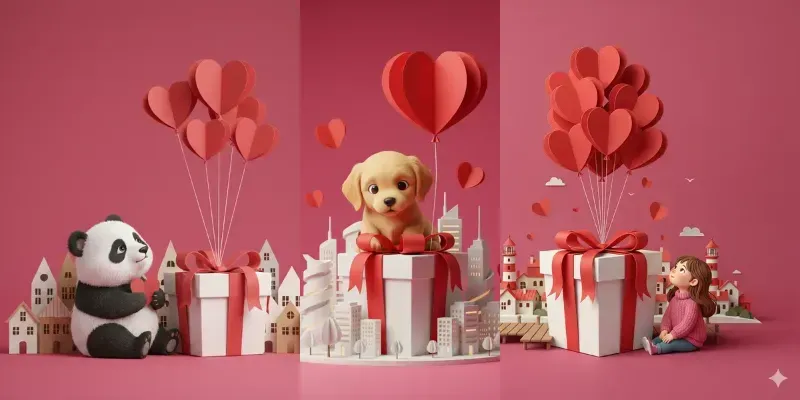 3D Romantic Papercut Characters generated by undefined