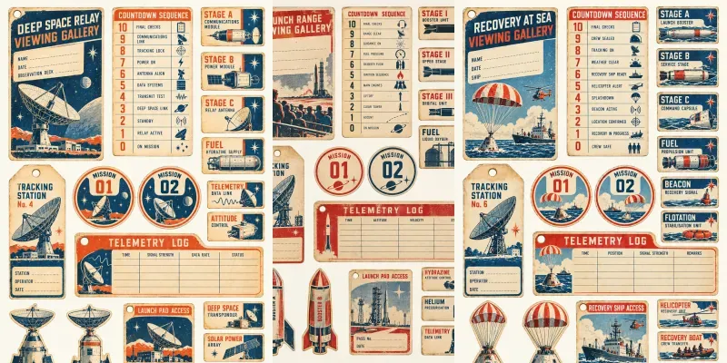 Space Race Launch Ephemera Sheets