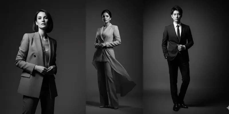 Elegant Monochrome Studio Portraits generated by undefined