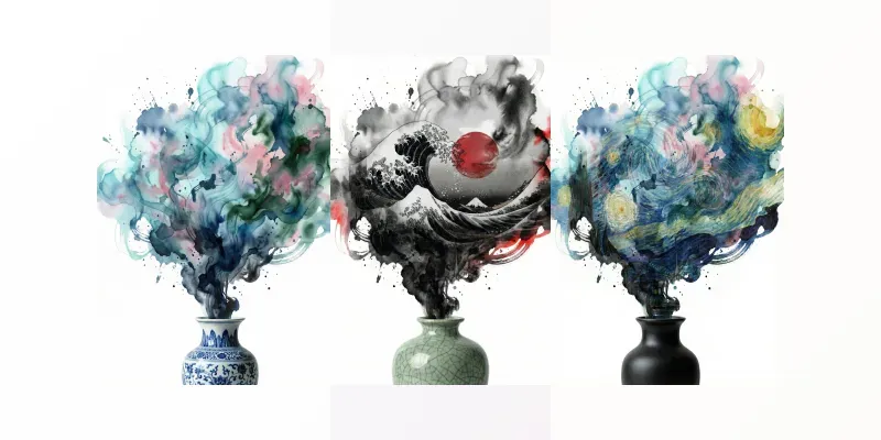Surreal Ink Spray Porcelain Art generated by undefined