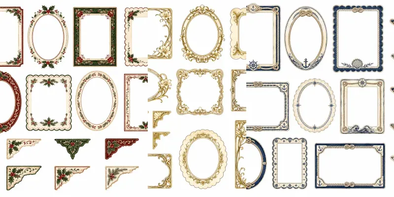Junk Journal Frame Corner Sheets generated by undefined