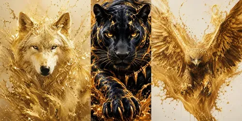 Golden Splash Animal Silhouette Collections generated by chatgpt-image