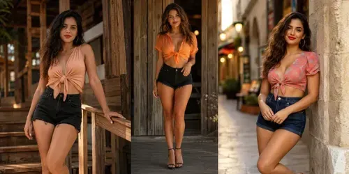 Knotted Crop Shirt Shorts Portraits generated by chatgpt-image