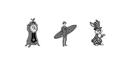 Black White Whimsical Chess Illustrations generated by gemini-image