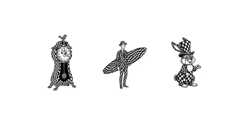 Black White Whimsical Chess Illustrations generated by undefined