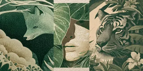 Natureinspired Linocut Portrait Series generated by midjourney