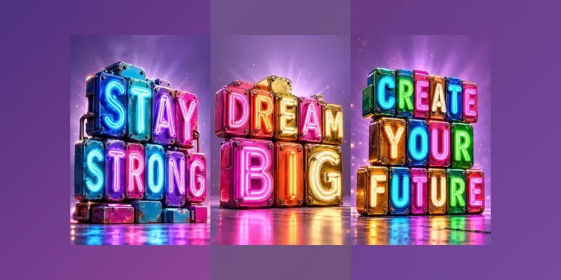 Neon Motivation Block Art