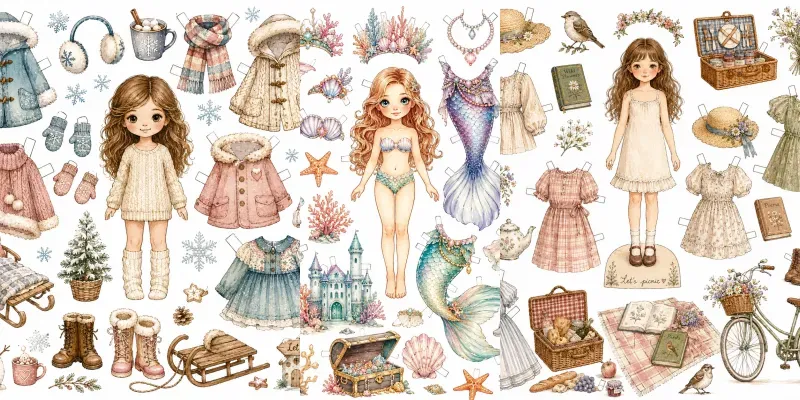 Whimsical Storybook Paper Doll Dressups generated by undefined