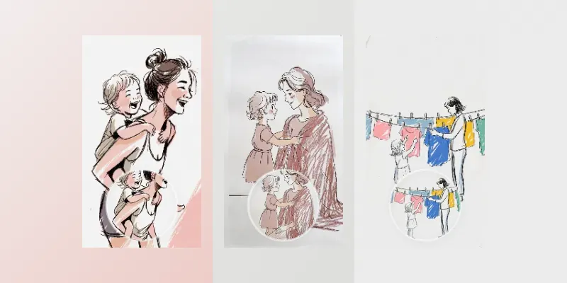 Handdrawn Mother Child Videos generated by undefined