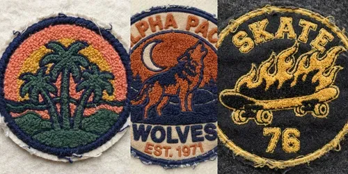 Retro Chenille Patch Style Illustrations generated by gemini-image