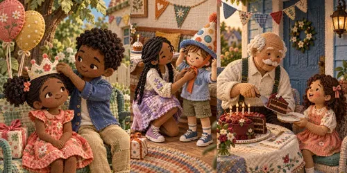Embroidered Birthday Story Scenes generated by chatgpt-image