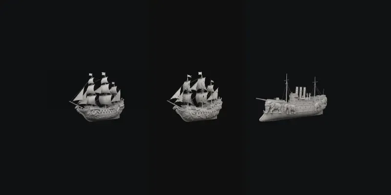 3d Relief Ships Matte Polymers