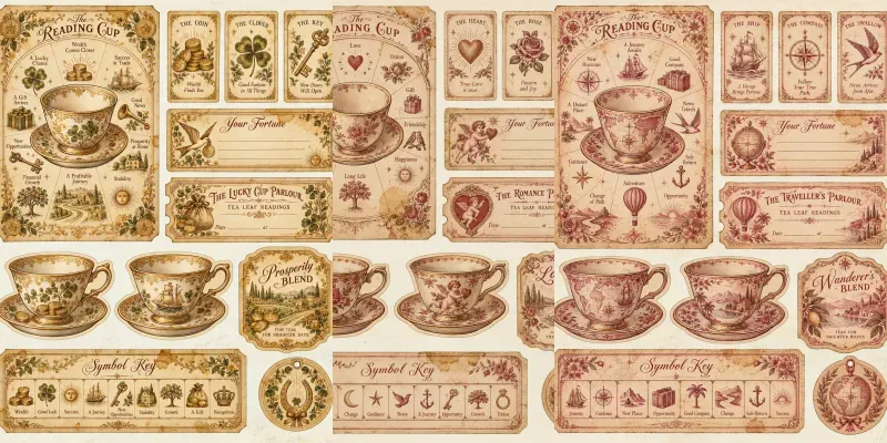 Tea Leaf Reading Ephemera Sheets