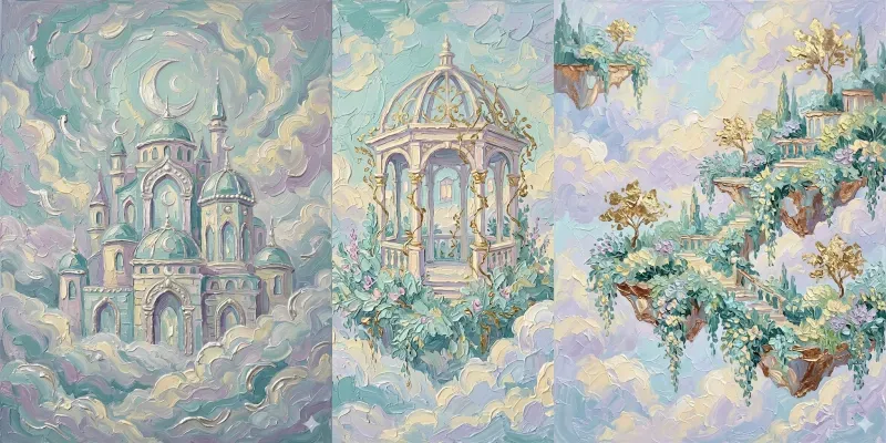 Ethereal Gold Fairytale Impasto Wall Art generated by undefined