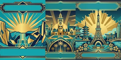 Geometric Art Deco Travel Posters generated by gemini-image
