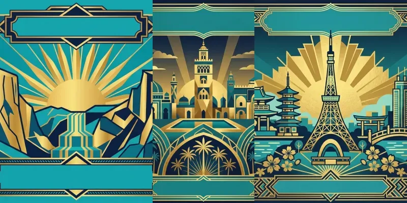 Geometric Art Deco Travel Posters generated by undefined