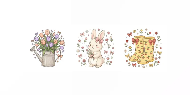 Playful Spring Doodle Cliparts generated by undefined