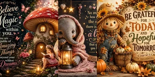 Whimsical Cozy Quote Art Collections 2026 generated by chatgpt-image