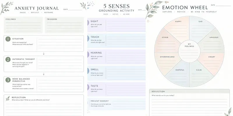 Anxiety Reflection Journal Pages