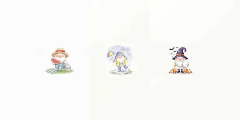 Seasonal Gnome Watercolor Clipart generated by undefined