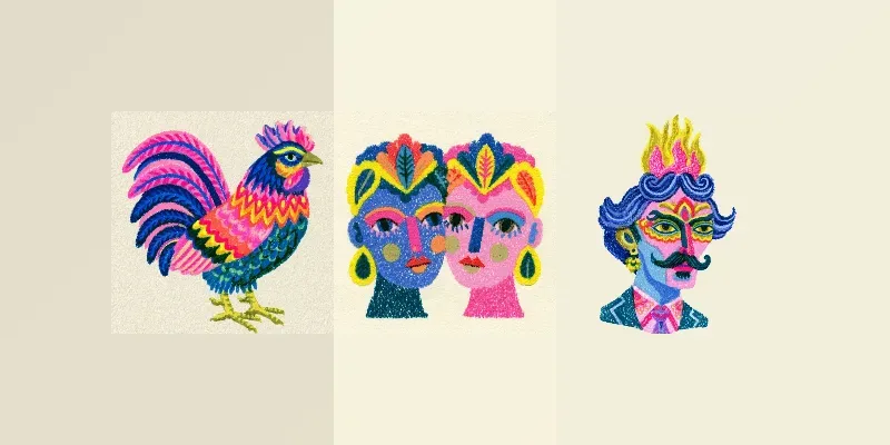 Neon Folk Sticker Art generated by undefined