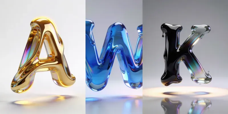 3D Liquid Chrome Glass Typographies generated by undefined