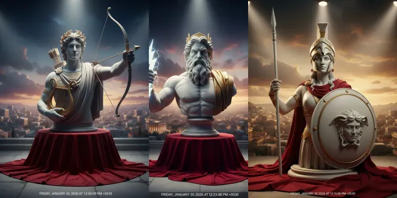 Divine Marble Greek God Sculptures generated by undefined