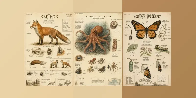 Vintage Nature Field Guides generated by undefined