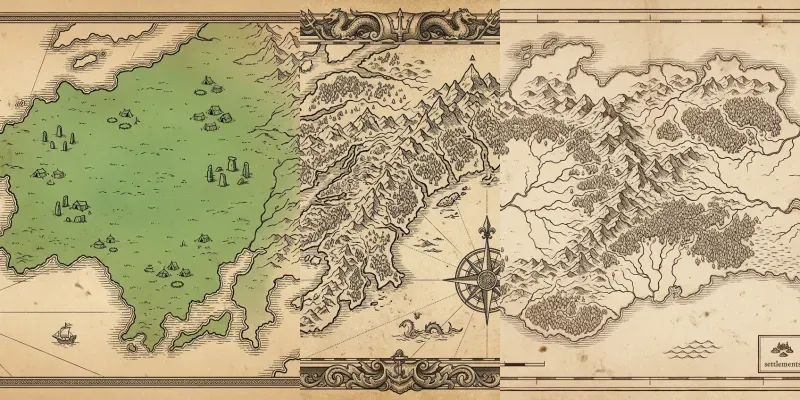 Handdrawn Parchment World Maps