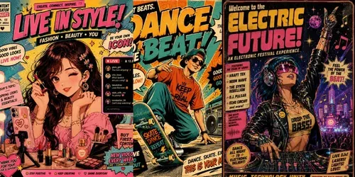 Retro Tiktok Popart Posters Ai generated by chatgpt-image