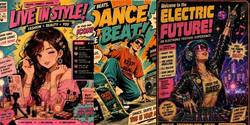 Retro Tiktok Popart Posters Ai generated by undefined