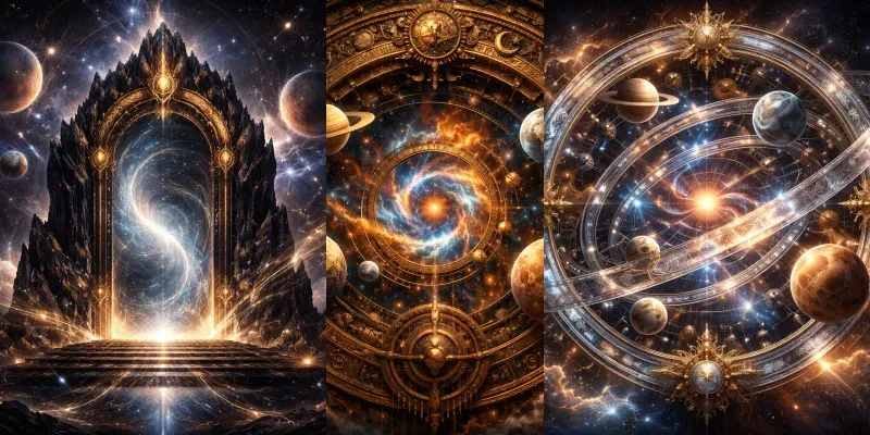 Celestial Clockwork Universe Portal Art generated by undefined