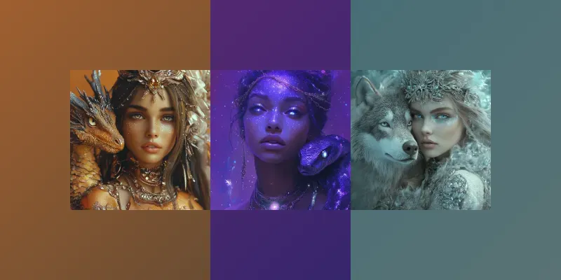Mythical Portraits Of Girls And Beasts generated by undefined