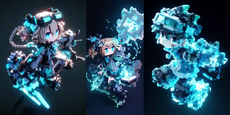 Cyber Neon Microvoxel Anime Style generated by undefined