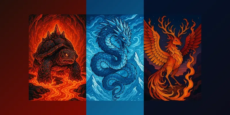Colorful Fakemon Creatures Line Art generated by undefined