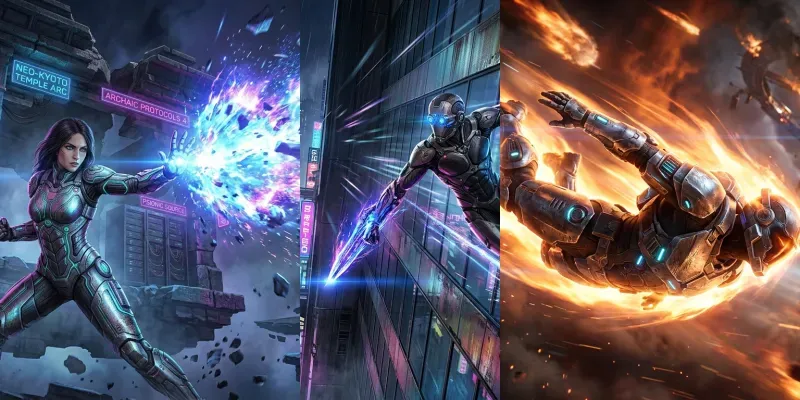 Futuristic Action Game Keyframe Designs generated by undefined