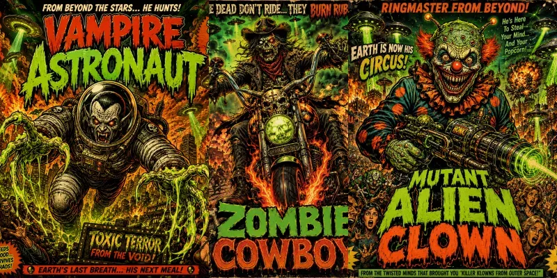 Retro Horror Alien Posters generated by undefined